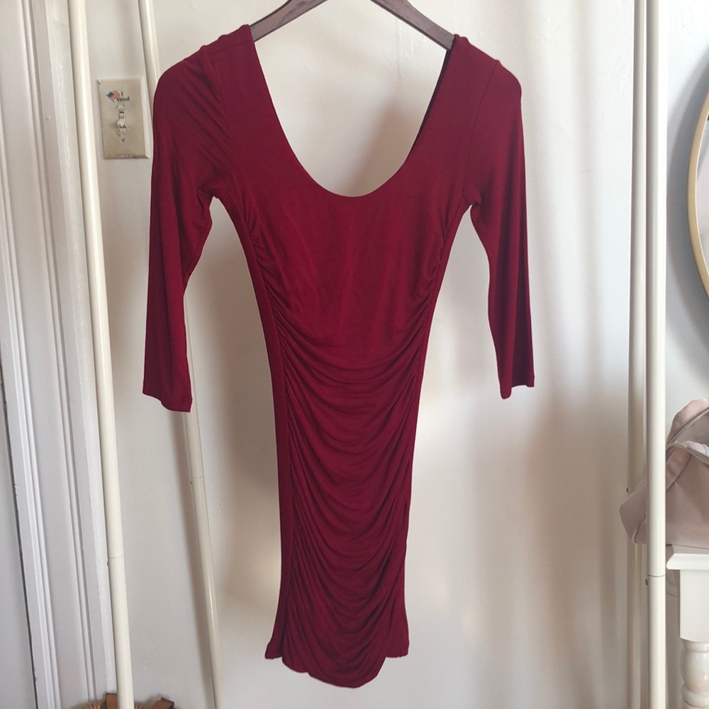 Red Ruched Bodycon Dress